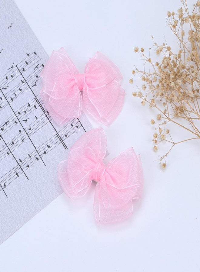 Zolyco 4.5-Inch Hair Bows Organza Alligator Clips Delicate Double Luster Sheer Mesh Hair Accessories for Girls, Toddler, Kids and Women Birthday Wedding Christmas Occasions- Set of 2 - Image 5